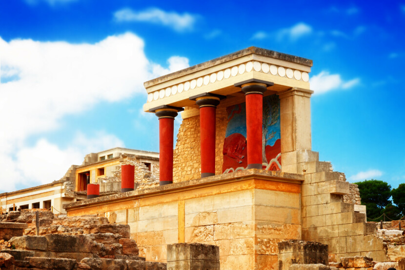 Ancient,Ruines,Of,Famouse,Knossos,Palace,At,Crete,,Greece,,Retro
